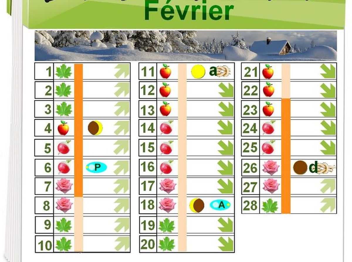 Calendrier lunaire février 2024